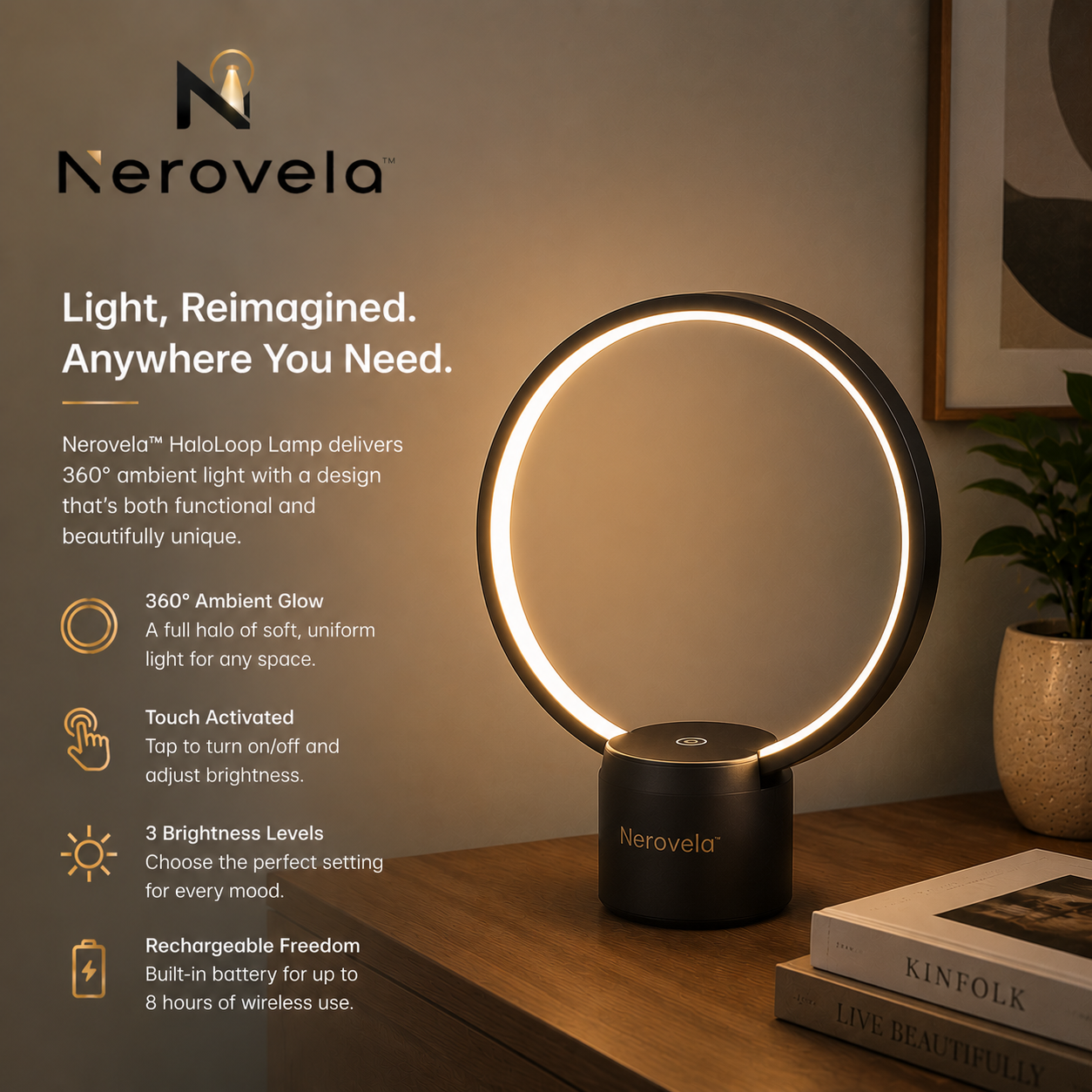 Nerovela™ SolsticeHalo Floating Ring Sculpture Lamp